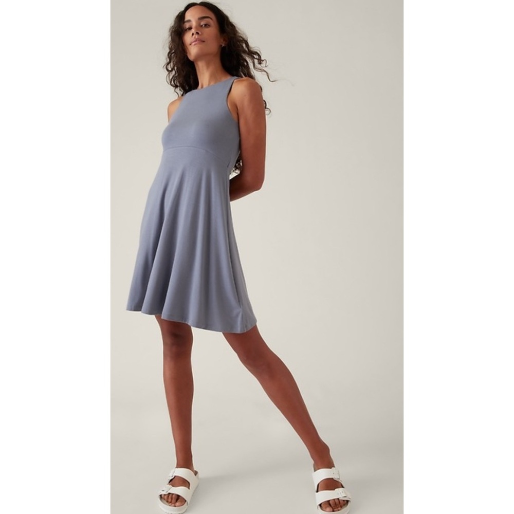 Athleta Dusty Blue Gray Santorini Casual Travel Dress Size XS